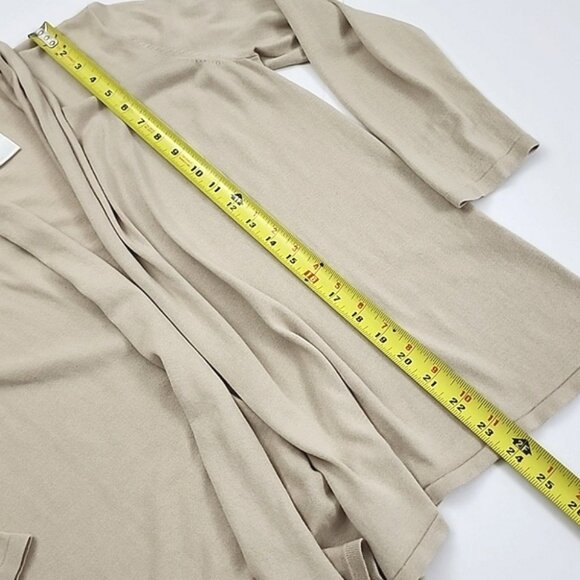 August Silk Women's Cream Silk Blend Open Front Cardigan 3/4 Sleeves Size Medium - Picture 11 of 11